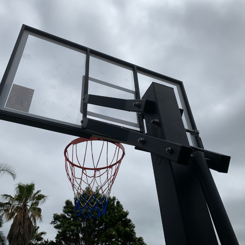 55 Inch In-ground Basketball Slam Dunk System Tempered Glass Backboard