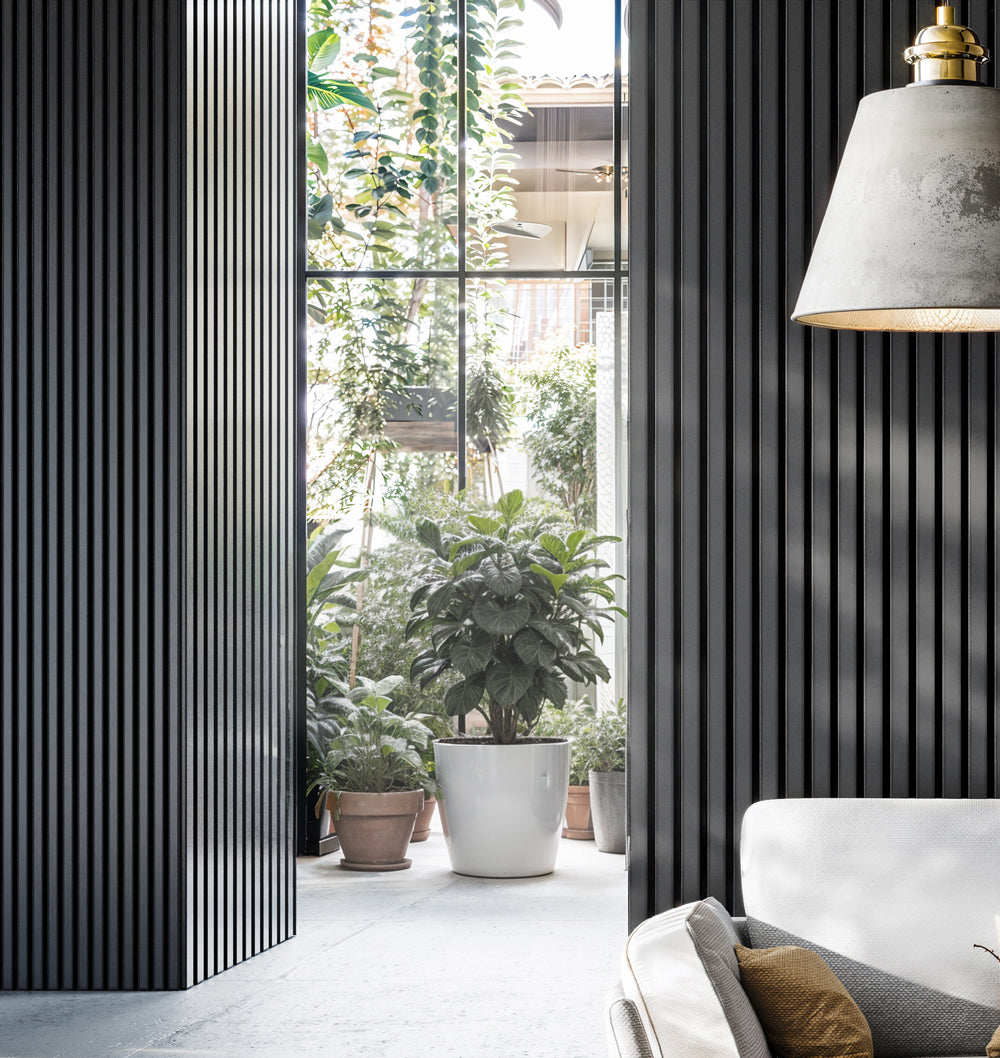 Premium Wooden Slat Acoustic Wall Panels Black Oak 2400x600mm