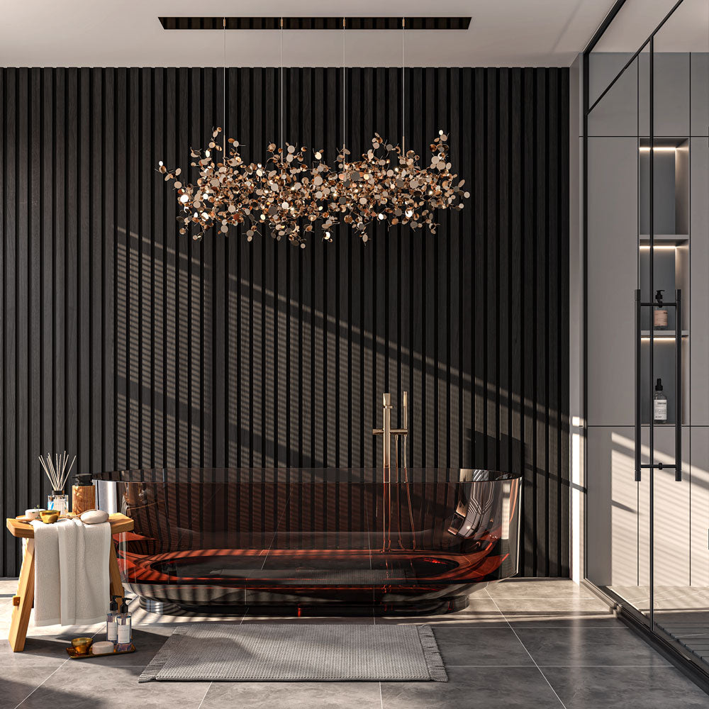 Premium Wooden Slat Acoustic Wall Panels Black Oak 2400x600mm