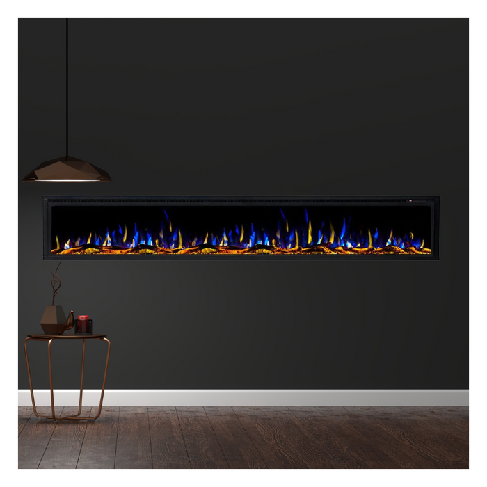 Horizon 100" Slim Trim Black Built-in Recessed / Wall mounted Heater Electric Fireplace