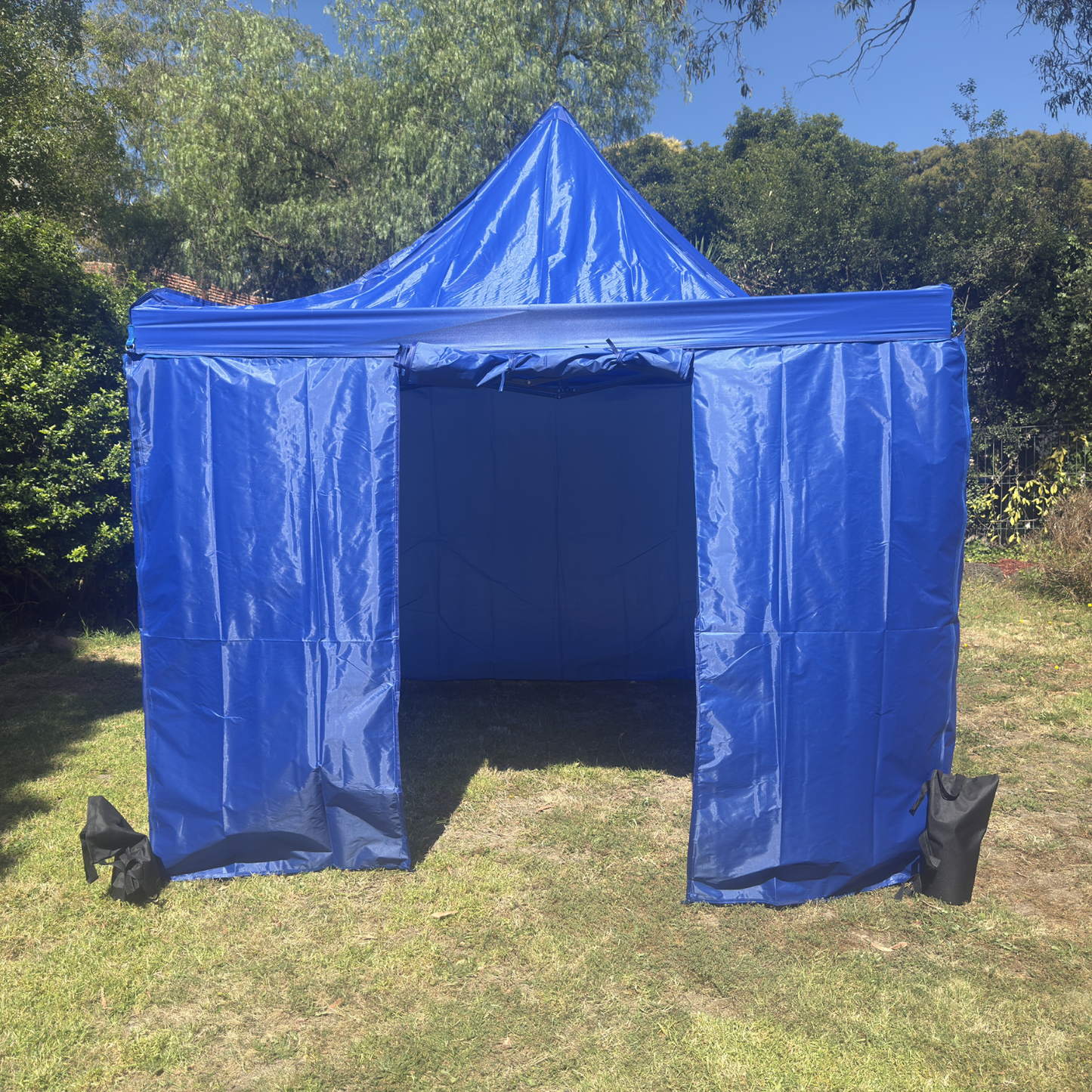 3X3M Folding Gazebo Hammertone finish frame Marquee Pop Up Outdoor Shade Canopy Blue