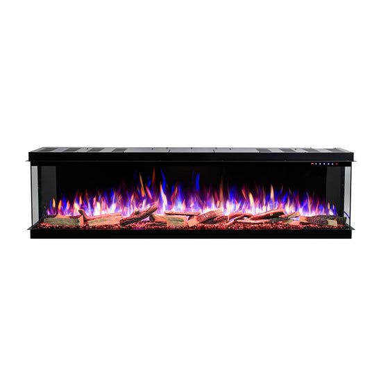 60" Three Sided Viewing Built-in Recessed / Wall mounted Heater Electric Fireplace