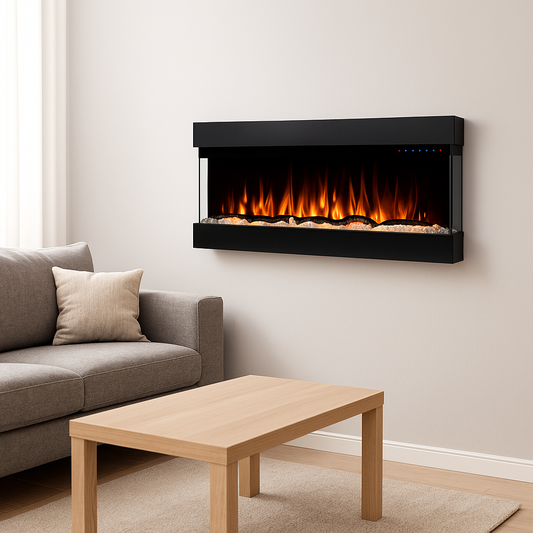 Lucia 43 inch 3 Sided Wall Mounted and Recessed/ Insert Electric Fireplace Heater