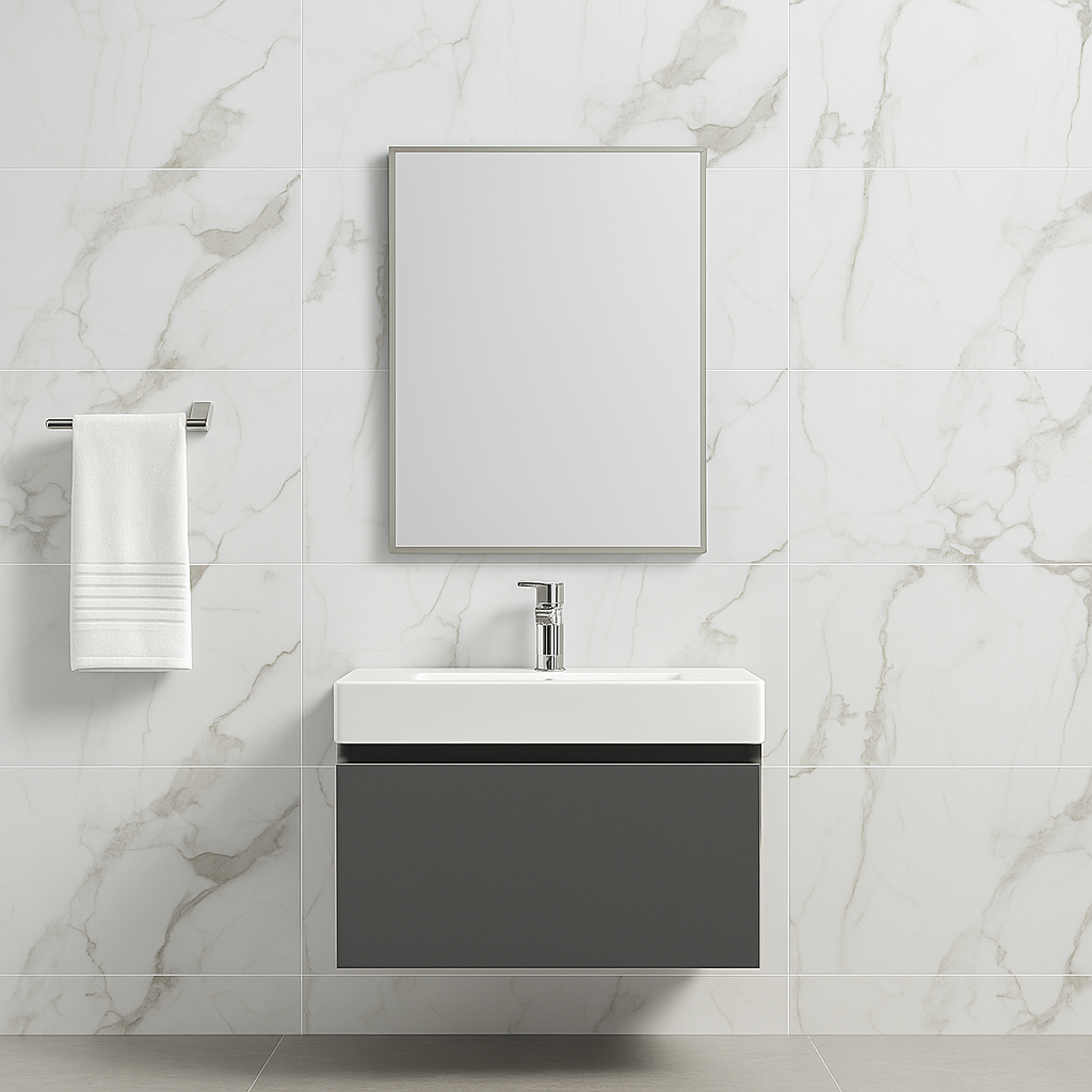 Tongue and Groove Interlocking Hollow Waterproof PVC Panels-600mm Width Carrera Marble Tiles