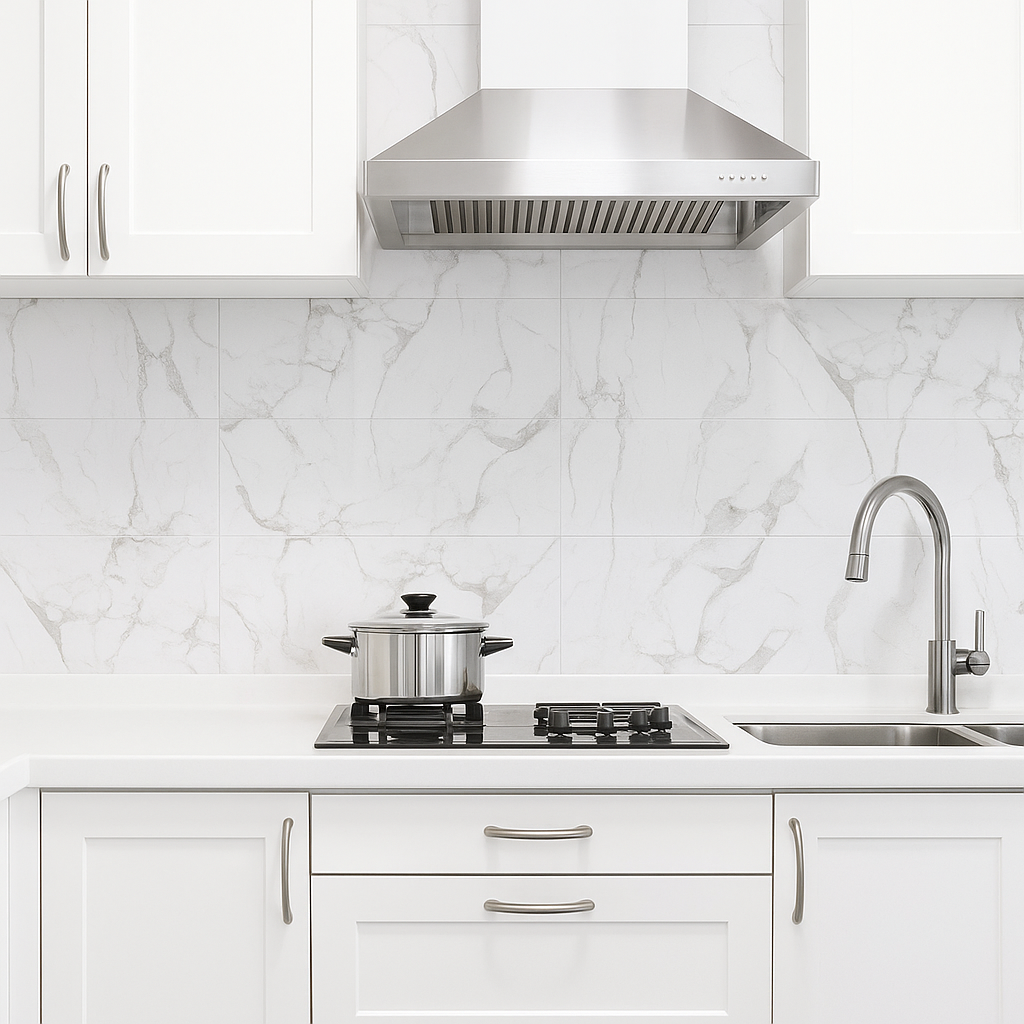 Tongue and Groove Interlocking Hollow PVC Panels-600mm Width Carrera Marble Tiles