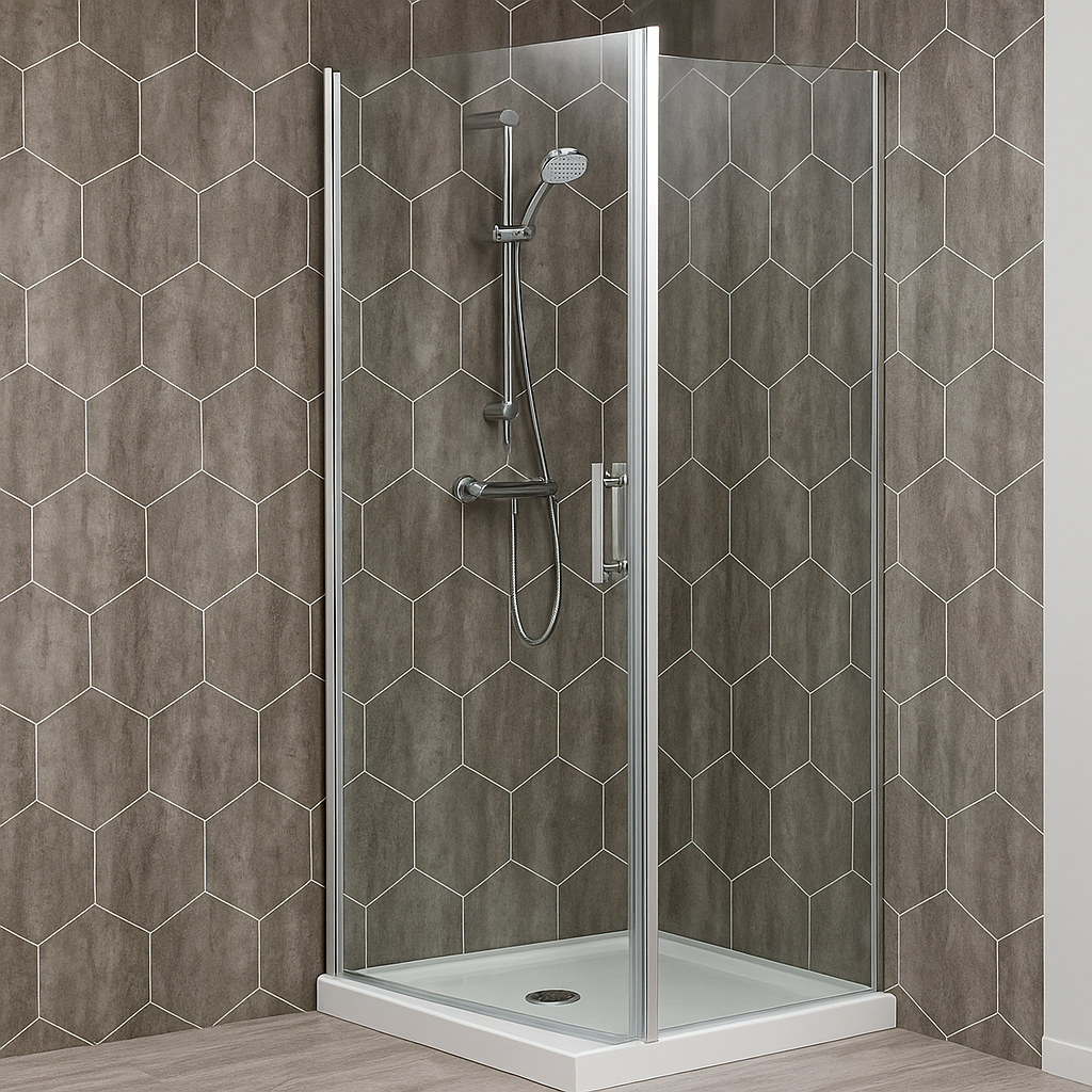 1000mm Width Interior Complicated Cutline Waterproof PVC Wall Panel Hexagon Metallic Grey