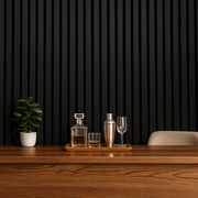 Premium Wooden Slat Acoustic Wall Panels Black Oak 2400x600mm