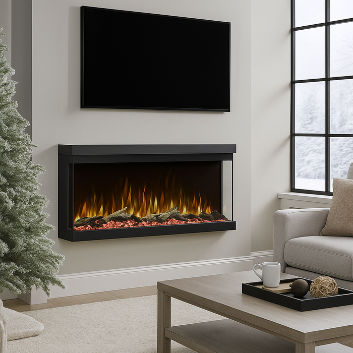 Longford 50" 3 Sided Free-Standing Viewing Built-in Recessed / Wall-mounted Heater Electric Fireplace