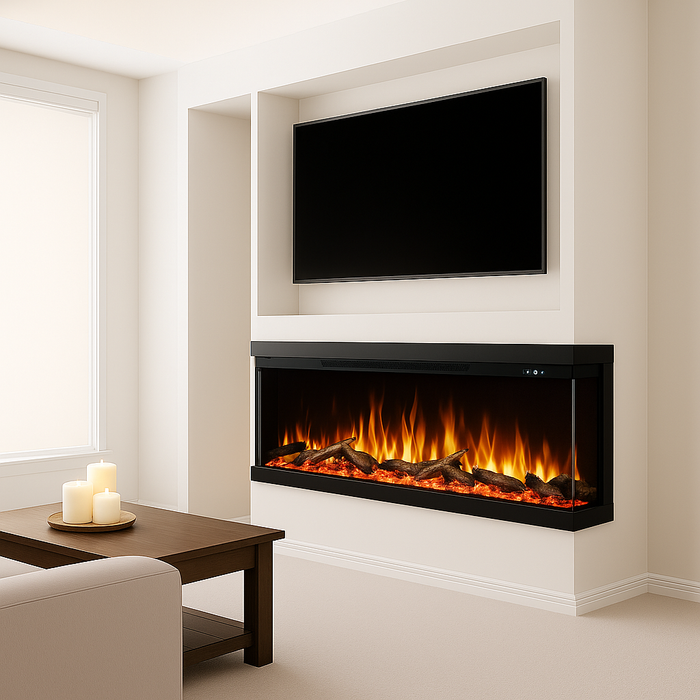 Longford 84" 3 Sided Free Standing Built-in Recessed / Wall-mounted Heater Electric Fireplace
