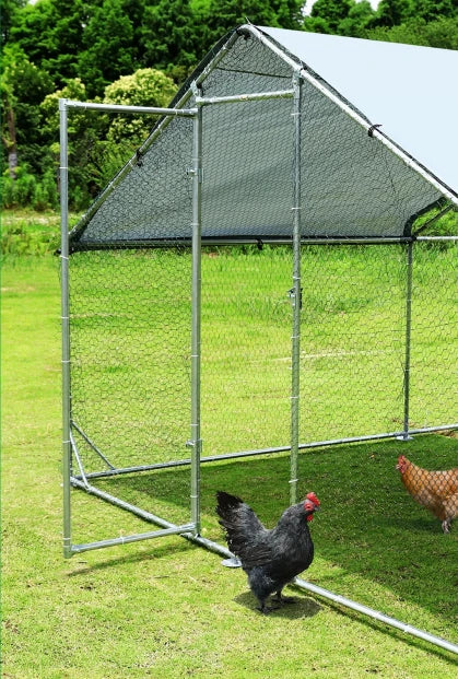 Large 2.2x1.4x1.75M Walk-in Steel Metal Chicken Coop Run Enclosure Poultry Cage