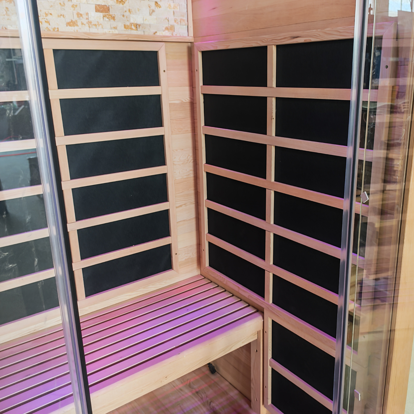 New Model 2-Person Luxury Indoor Far-Infrared Sauna 1800W Premium Marble Decor Edition