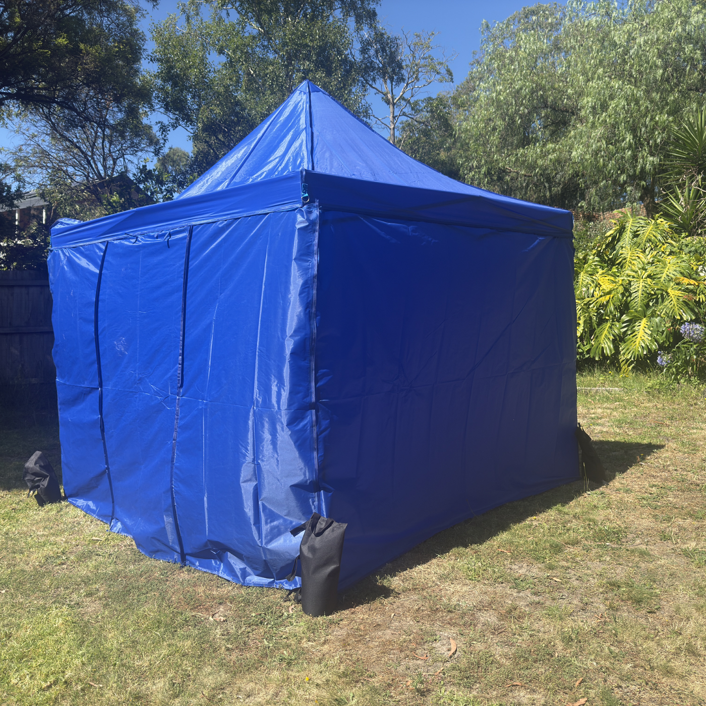 3X3M Folding Gazebo Hammertone finish frame Marquee Pop Up Outdoor Shade Canopy Blue