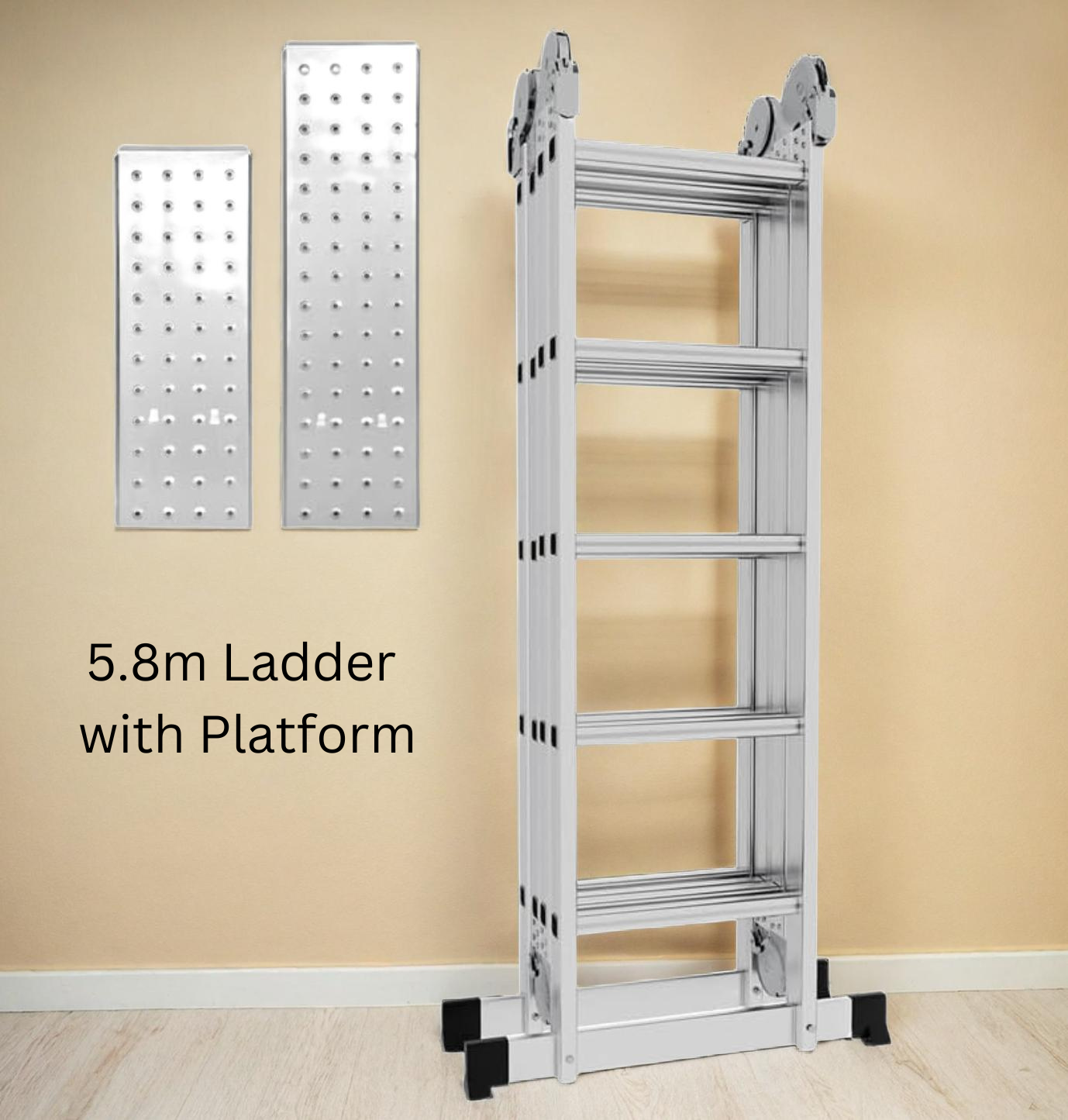 5.8M Adjustable Aluminium Multi-Purpose Ladder with Platform