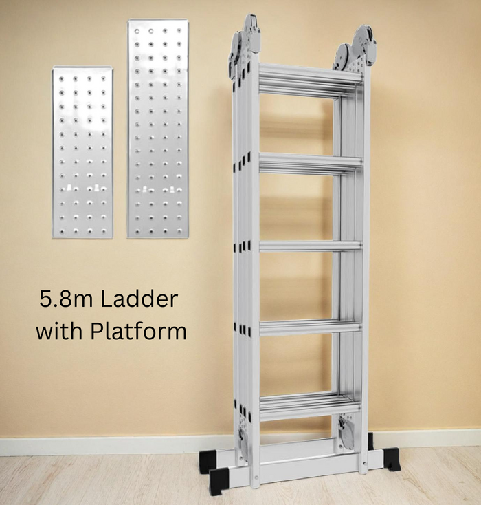 5.8M Adjustable Aluminium Multi-Purpose Ladder with Platform