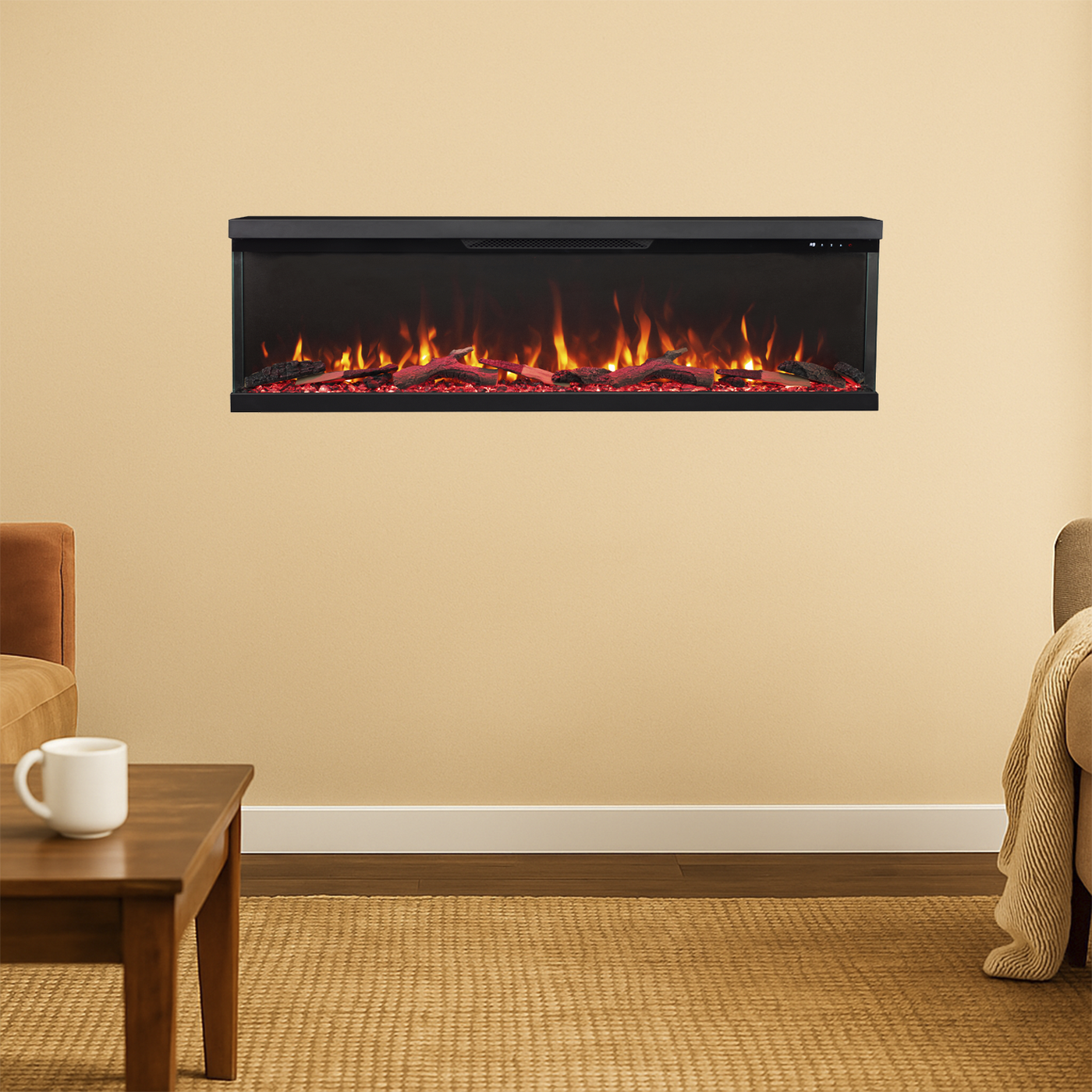 Longford 60" 3 Sided Free Standing Built-in Recessed / Wall-mounted Heater Electric Fireplace