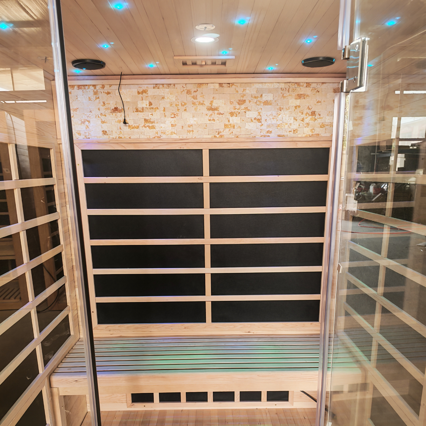 New Model 3-Person Luxury Indoor Far-Infrared Sauna 2150W Premium Marble Decor Edition
