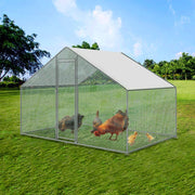 Large 2.2x1.4x1.75M Walk-in Steel Metal Chicken Coop Run Enclosure Poultry Cage