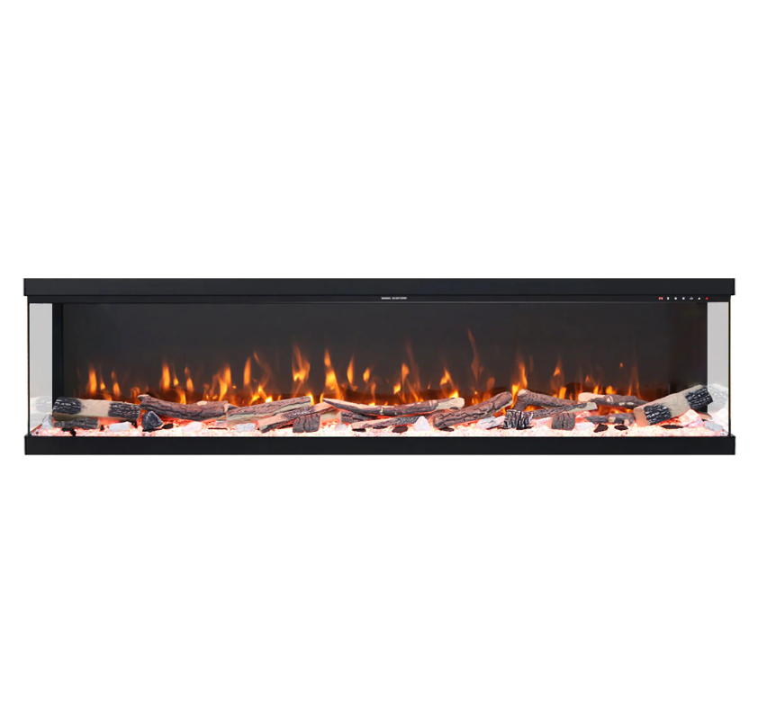 Vienna 78" Extra Deep Three Sided Viewing Built-in Recessed / Wall mounted Heater Electric Fireplace