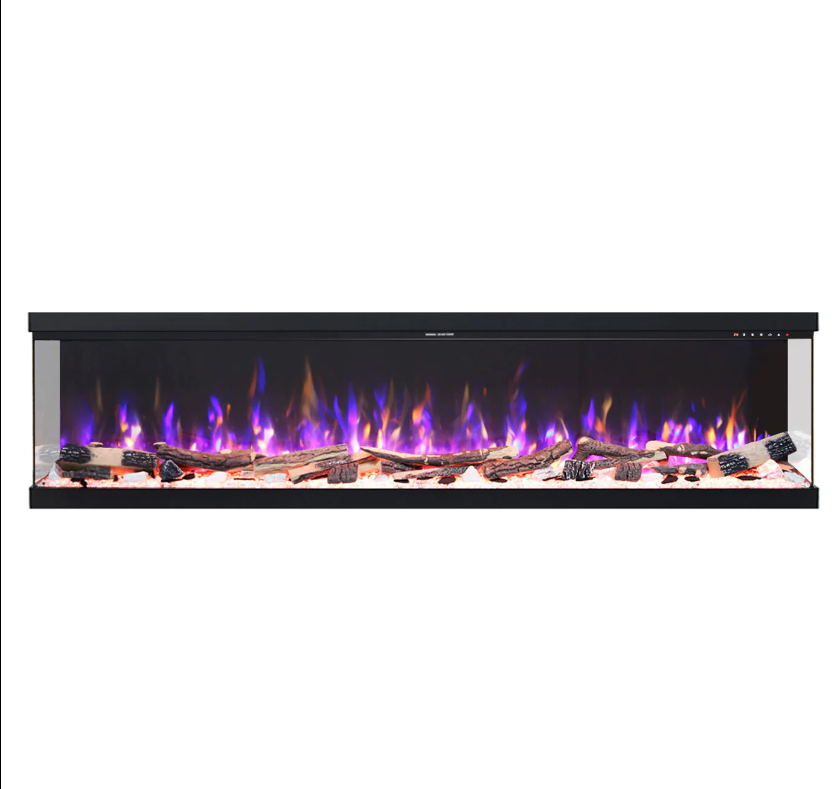 78" Three Sided Viewing Built-in Recessed / Wall mounted Heater Electric Fireplace