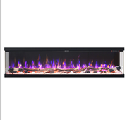 Vienna 78" Extra Deep Three Sided Viewing Built-in Recessed / Wall mounted Heater Electric Fireplace
