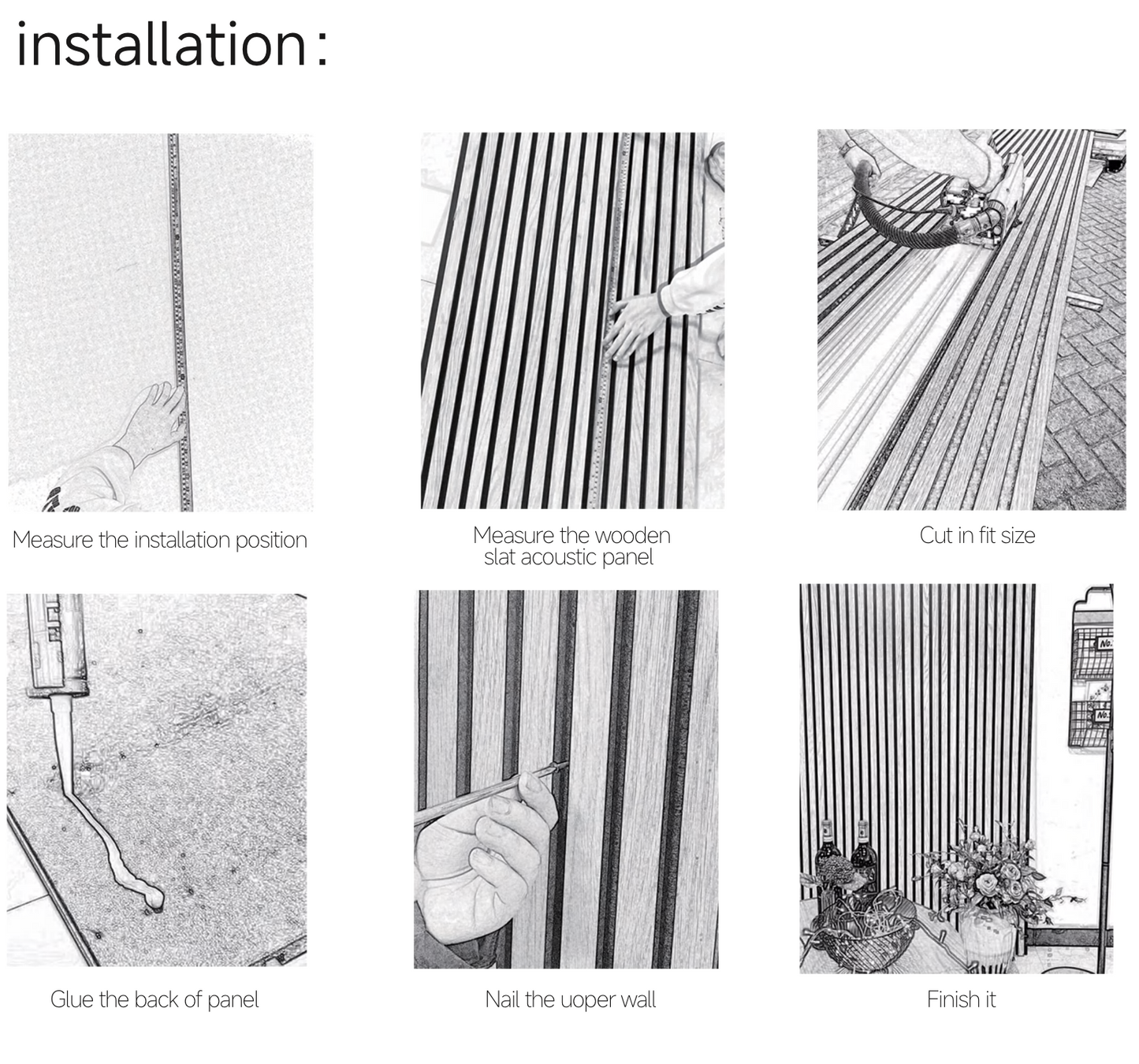 Premium Wooden Slat Acoustic Wall Panels Smoke Oak 2400x600mm