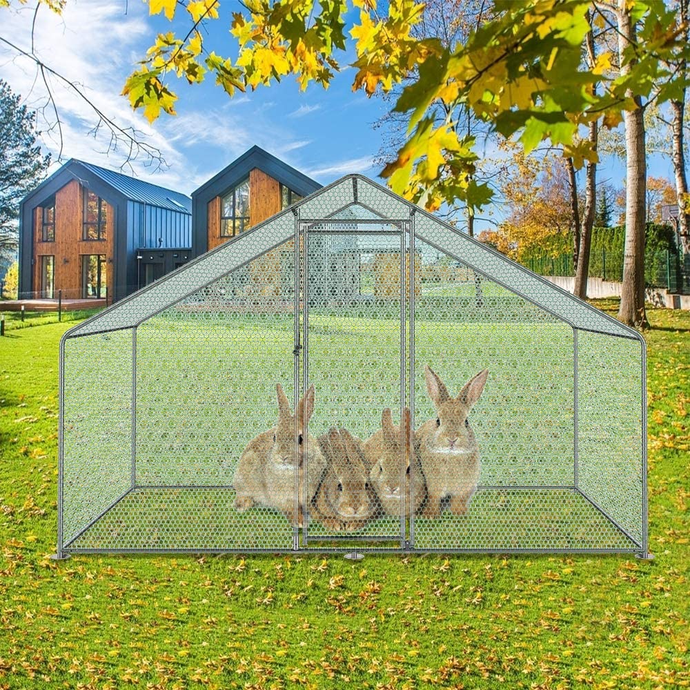 Large 2.2x1.4x1.75M Walk-in Steel Metal Chicken Coop Run Enclosure Poultry Cage