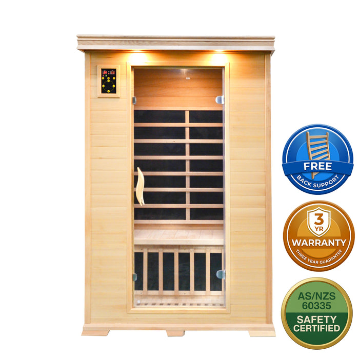 Greenland Luxury Carbon Fibre Infrared 2 Person Sauna 8 Heating Panels 1920W 3Yr Warranty