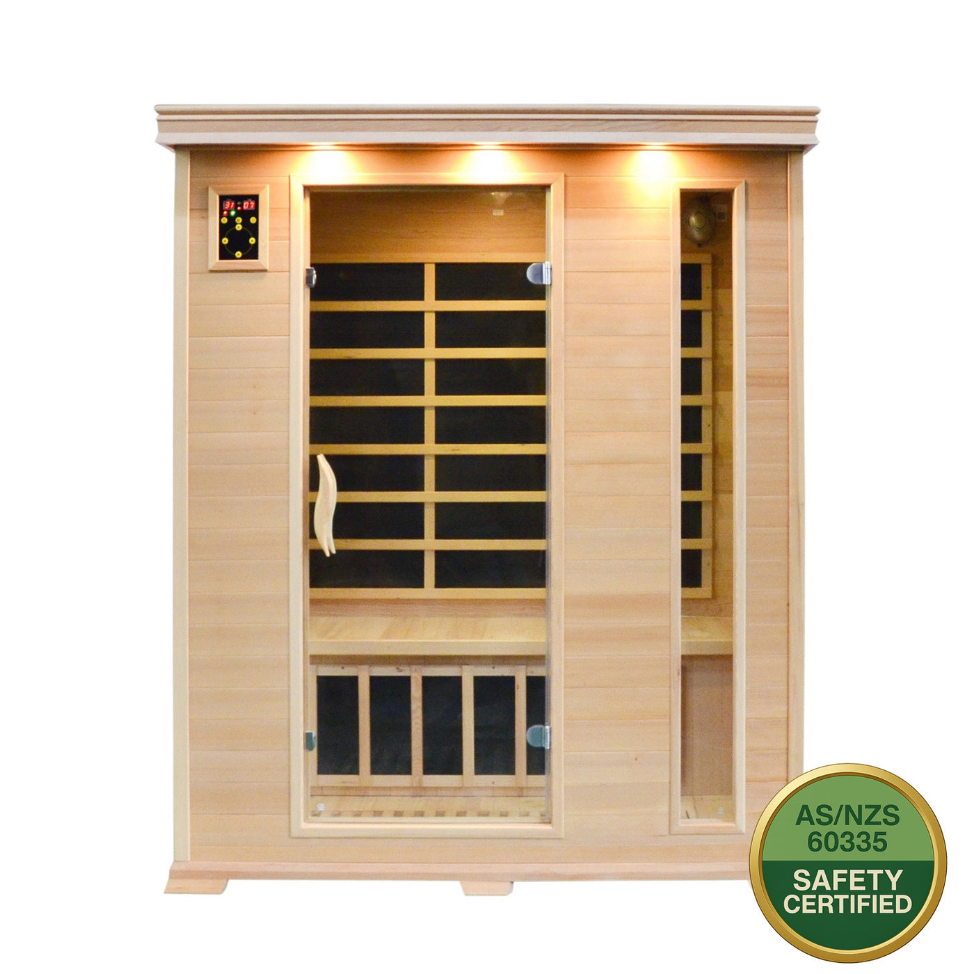 Greenland Luxury Carbon Fibre Infrared 3 Person Sauna 9 Heating Panels 2190W 3 Yr Warranty