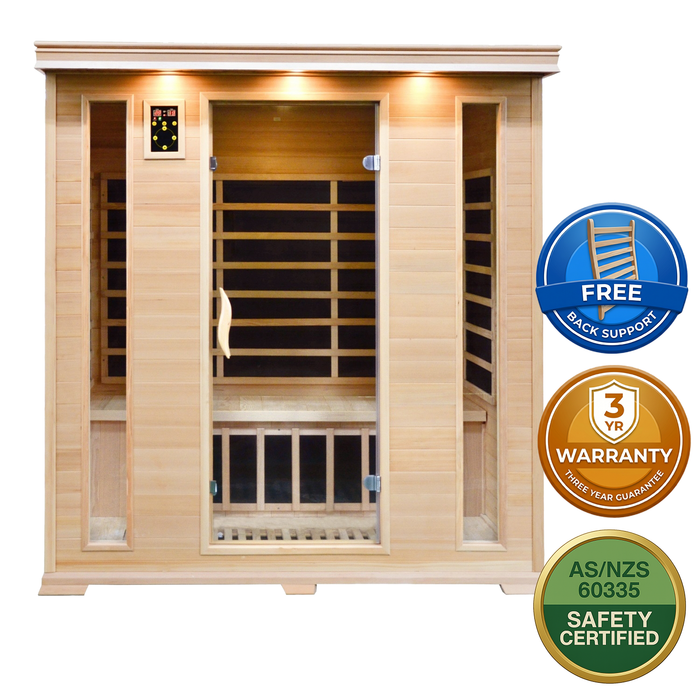 Greenland Luxury Carbon Fibre Infrared 4 Person Sauna 10 Heating Panels 2365W 3yr Warranty
