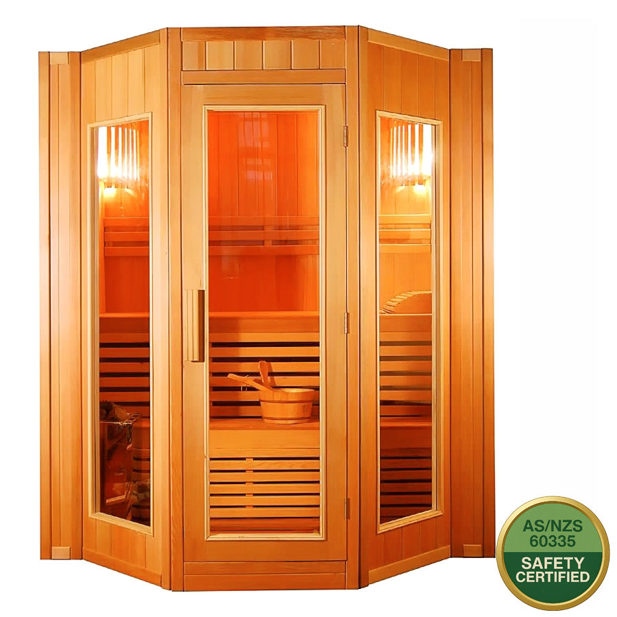 Greenland 4 Person Finnish Indoor Traditional Steam Sauna 8000W 3Yr Warranty
