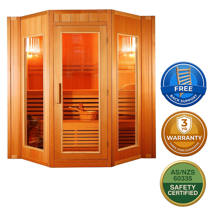 Greenland 5 Person Finnish Indoor Traditional Steam Sauna 8000w 3Yr Warranty