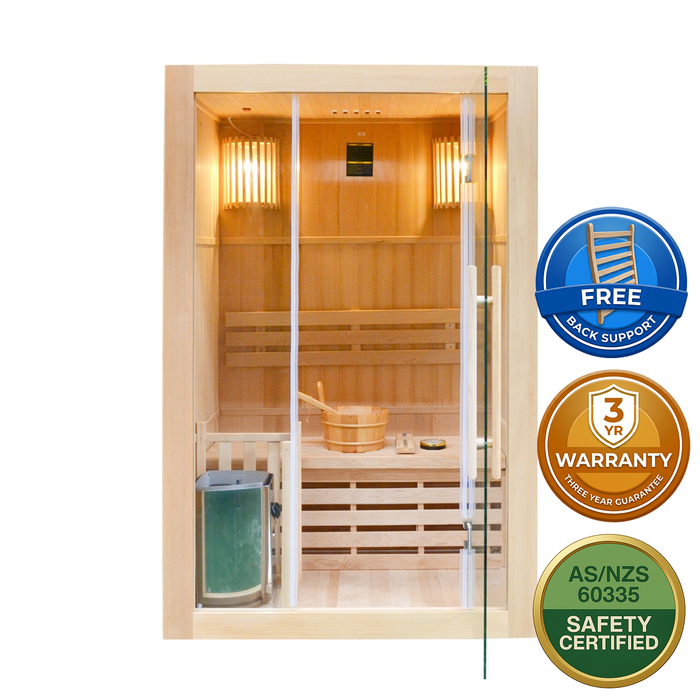 Greenland 2 Person Finnish Indoor Traditional Steam Sauna 3500W 3Yr Warranty