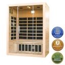 Greenland 3-Person Luxury Far-Infrared Sauna 9 Carbon Heater 2250W Full Glass Front Panel 3Yr Warranty