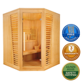 Greenland 3 Person Finnish Indoor Corner Traditional Steam Sauna 6000W 3yr Warranty