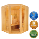Greenland 3 Person Finnish Indoor Corner Traditional Steam Sauna 6000W 3yr Warranty