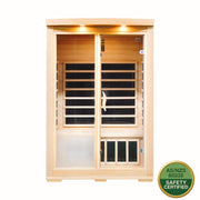 Greenland 2-Person Luxury Far-Infrared Sauna 8 Carbon Heater 1890W Full Glass Front Panel