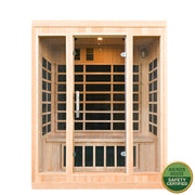 Greenland 3-Person Luxury Far-Infrared Sauna 9 Carbon Heater 2250W Full Glass Front Panel