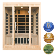 Greenland 3-Person Luxury Far-Infrared Sauna 9 Carbon Heater 2250W Full Glass Front Panel