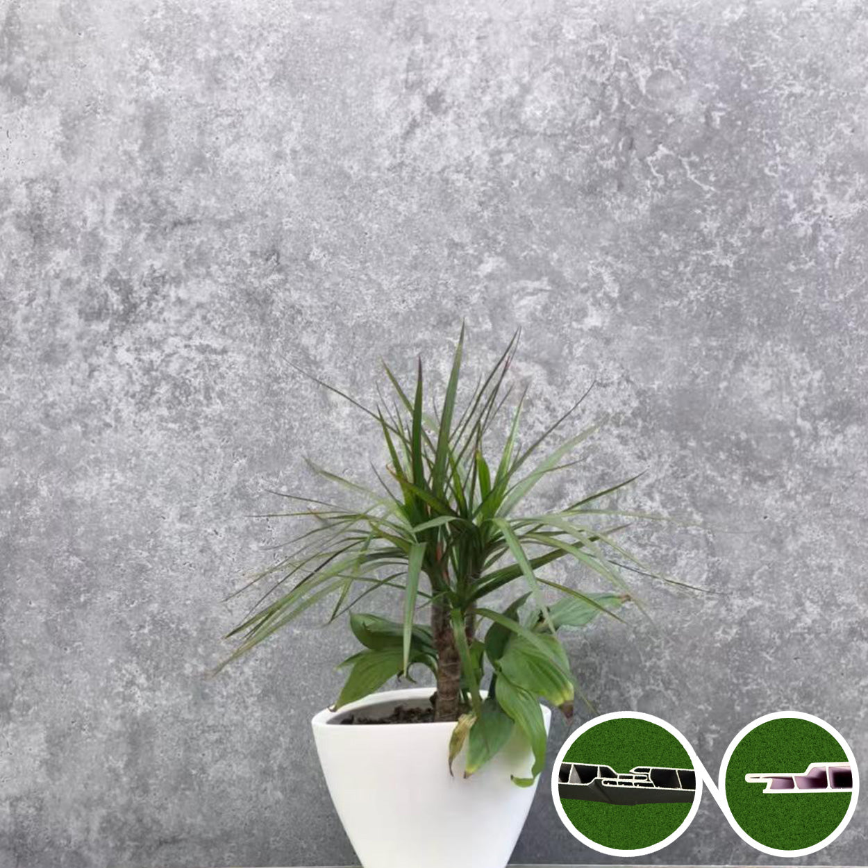 Tongue and Groove Interlocking Hollow Waterproof PVC Panels-1000mm Width Grey Concrete