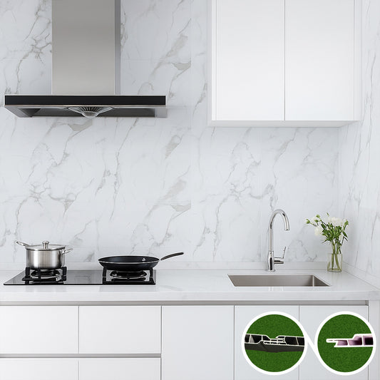 Tongue and Groove Interlocking Hollow Waterproof PVC Panels-600mm Width Carrera Marble Tiles