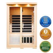 Greenland 2-Person Luxury Far-Infrared Sauna 8 Carbon Heater 1890W Full Glass Front Panel