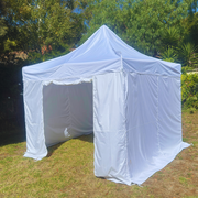Premium 3X3m Aluminum HEX 40 Folding Gazebo Marquee Pop Up Outdoor Canopy 3 Sided Wall White