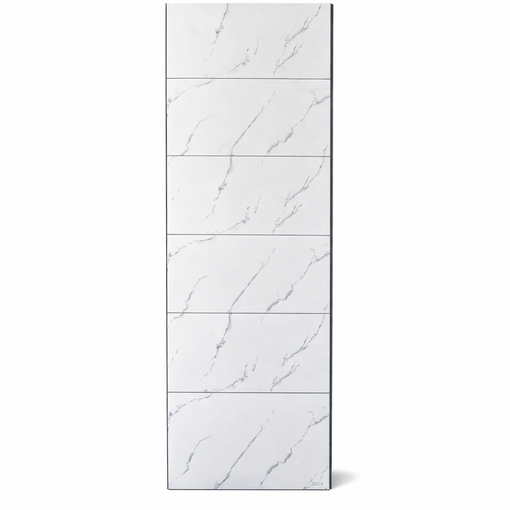Tongue and Groove Interlocking Hollow Waterproof PVC Panels-600mm Width White Carrera Marble Tiles