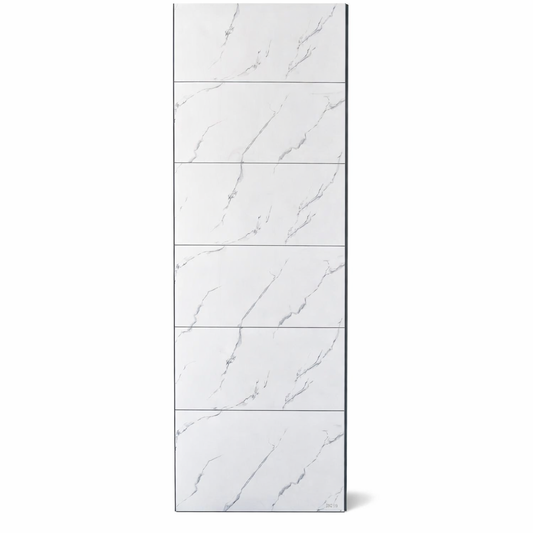 Tongue and Groove Interlocking Hollow Waterproof PVC Panels-600mm Width White Carrera Marble Tiles