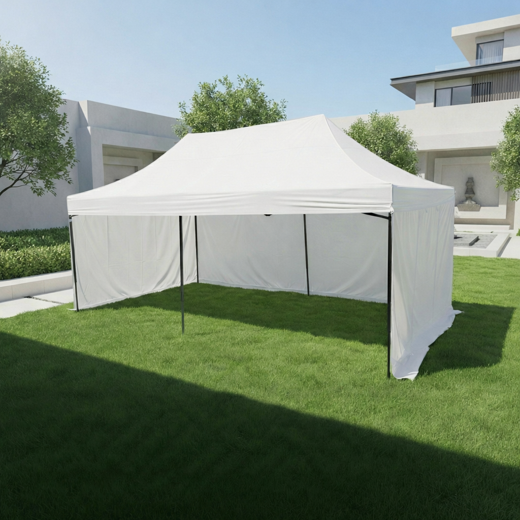 3X6M Pop Up Gazebo Hammerstone Finish Folding Shade Canopy Marquee White