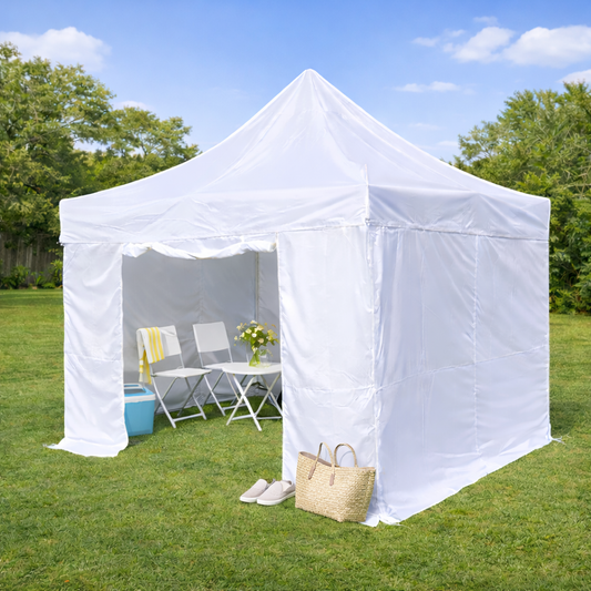 3X3M Folding Gazebo Hammertone finish frame Marquee Pop Up Outdoor Shade Canopy White