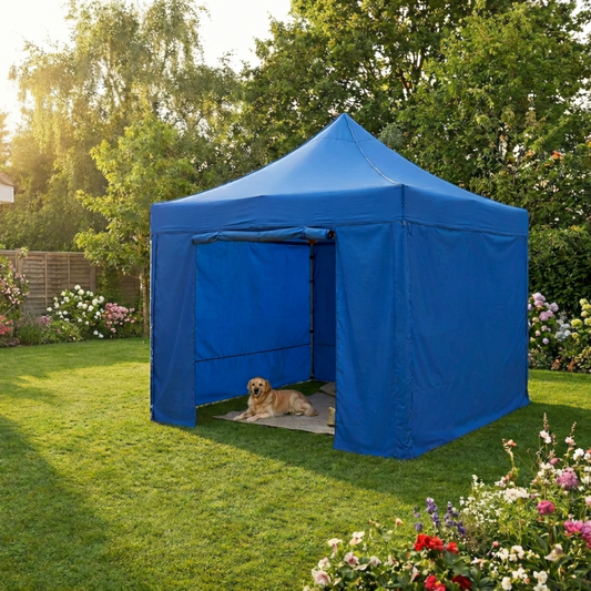 3X3M Folding Gazebo Hammertone finish frame Marquee Pop Up Outdoor Shade Canopy Blue