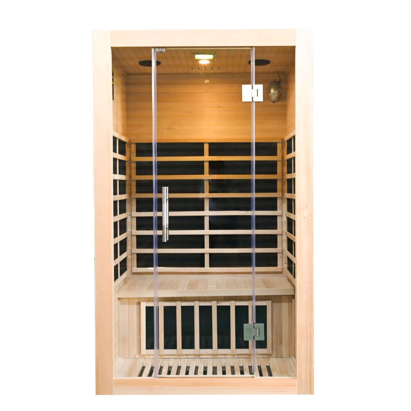 Greenland 2-Person Luxury Far-Infrared Sauna 8 Carbon Heater 1860W Full Glass Front Panel 3 Yr Warranty
