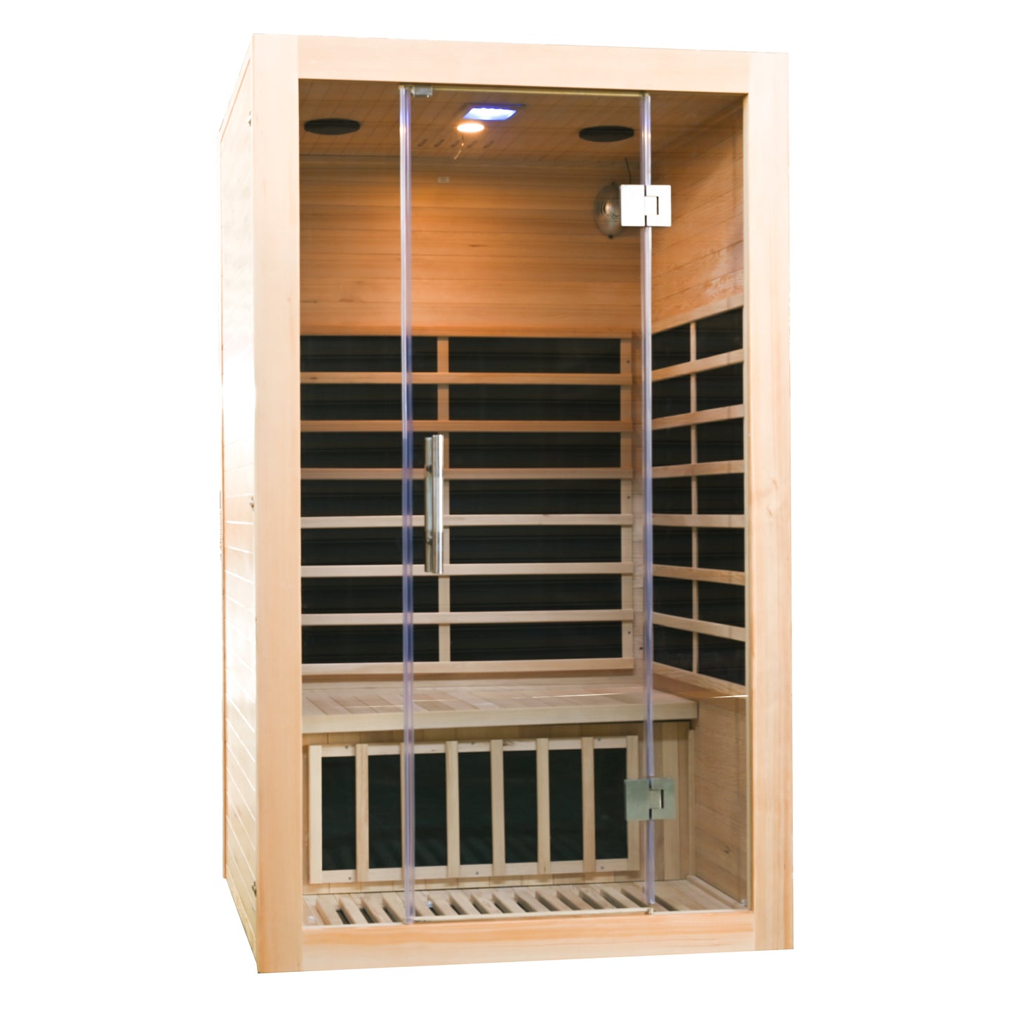 2-Person Luxury Far-Infrared Sauna 8 Carbon Heater 1860W Full Glass Front Panel