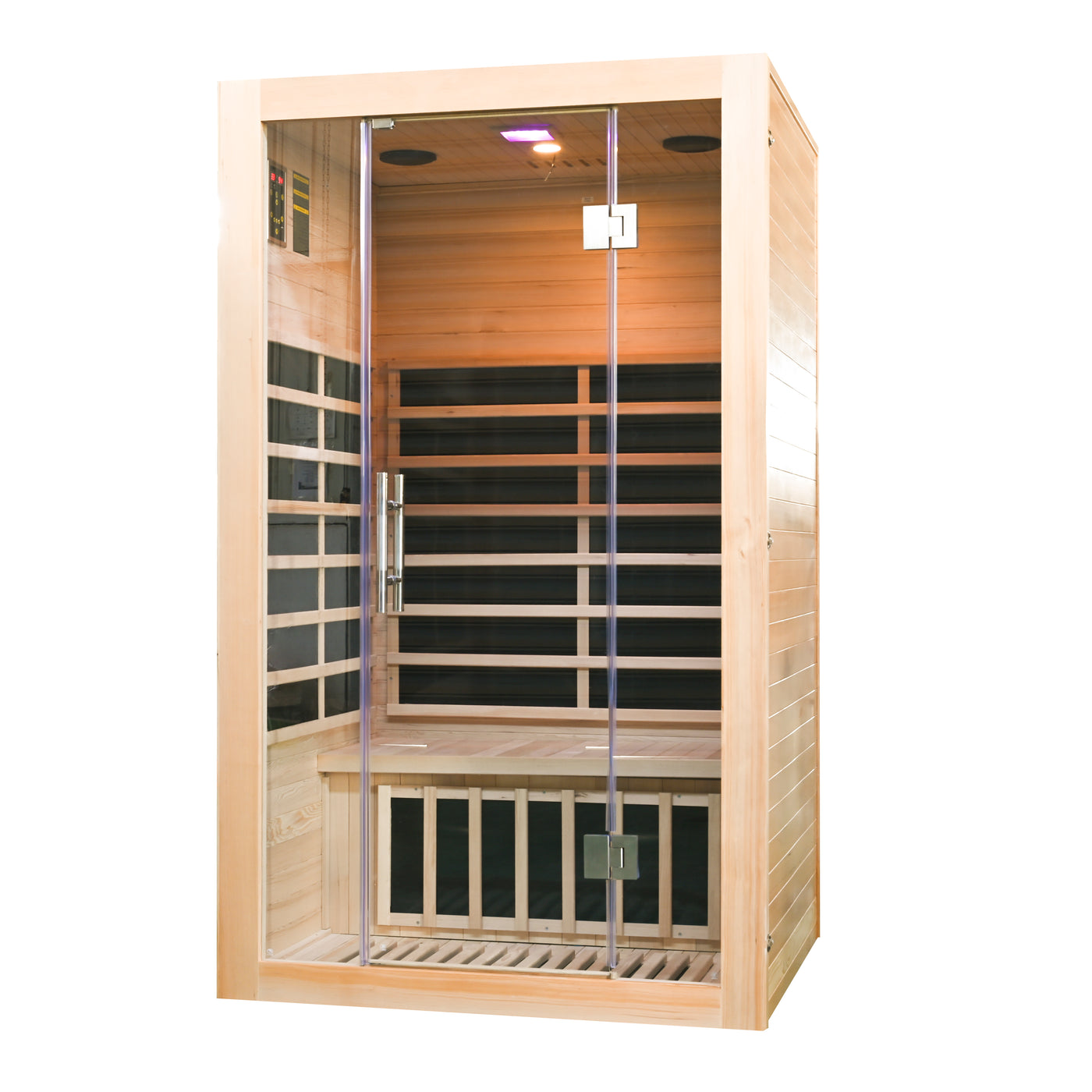 Greenland 2-Person Luxury Far-Infrared Sauna 8 Carbon Heater 1860W Full Glass Front Panel 3 Yr Warranty